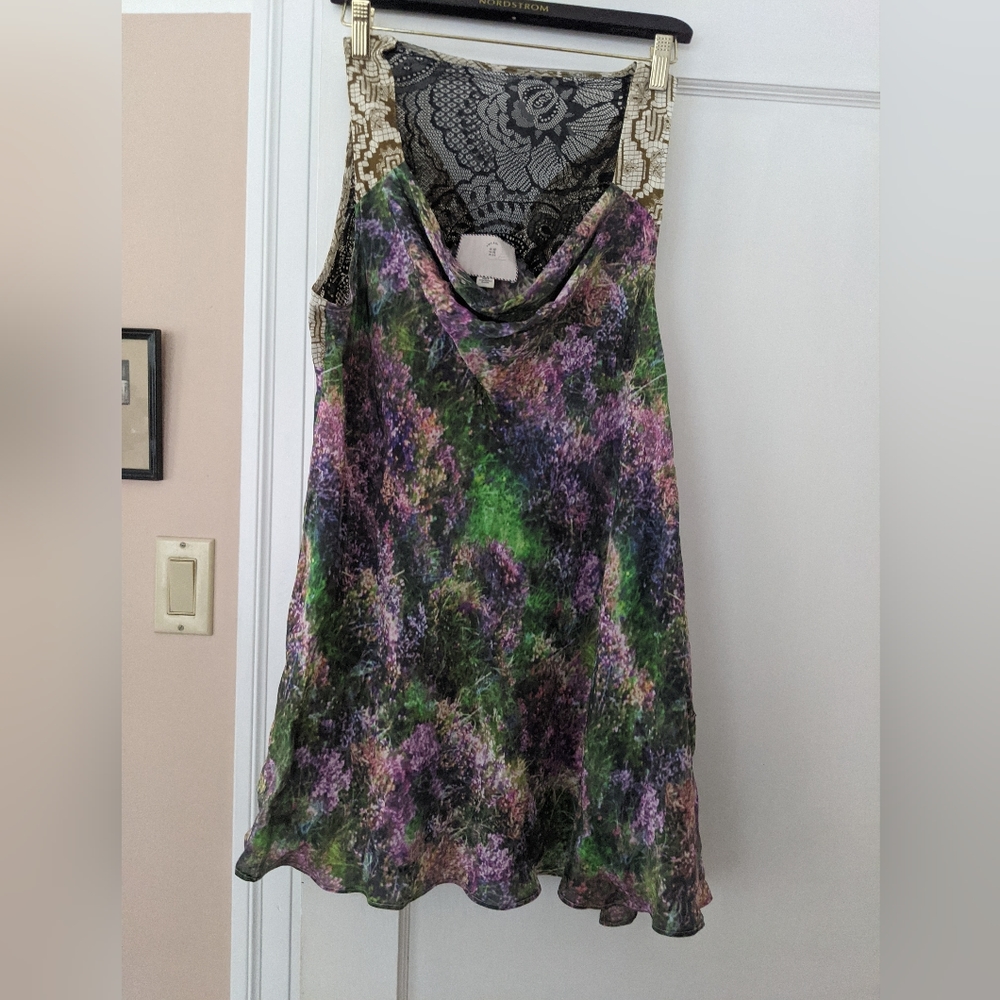Anthropologie silk and lace tunic